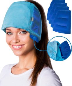 ICEHOF Extreme Cooling Hat with 4 Ice Packs Including 3D Mask - With Hair Opening & Elastic Ties, Removable Cooling Pads
